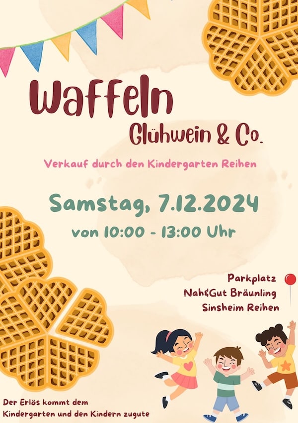 Waffel, Punsch und Glühwein für die gute Sache in Reihen