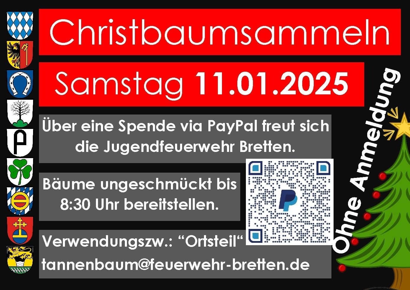 Christbaumsammlung in Bretten